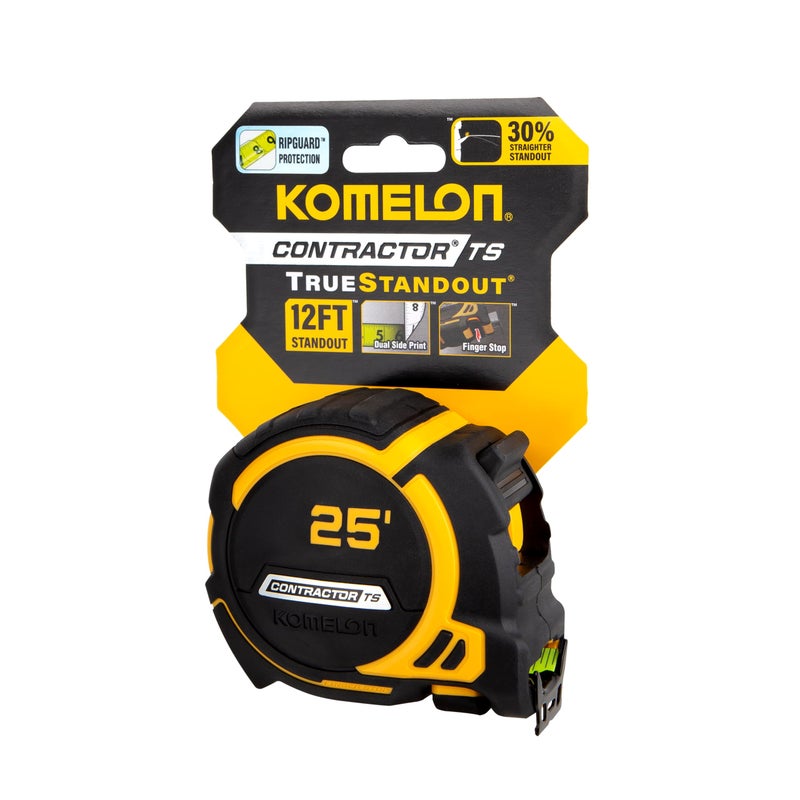 Komelon 25-Ft Contractor TS Wide blade Tape Measure with Backside Printing, Manual Lock, Long Standout (93425) - Image 4